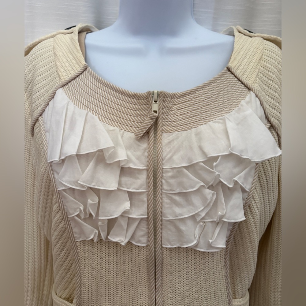 Graeme Black Women's Cream Knit Skirt Set with Ruffle Accent - Picture 4 of 11